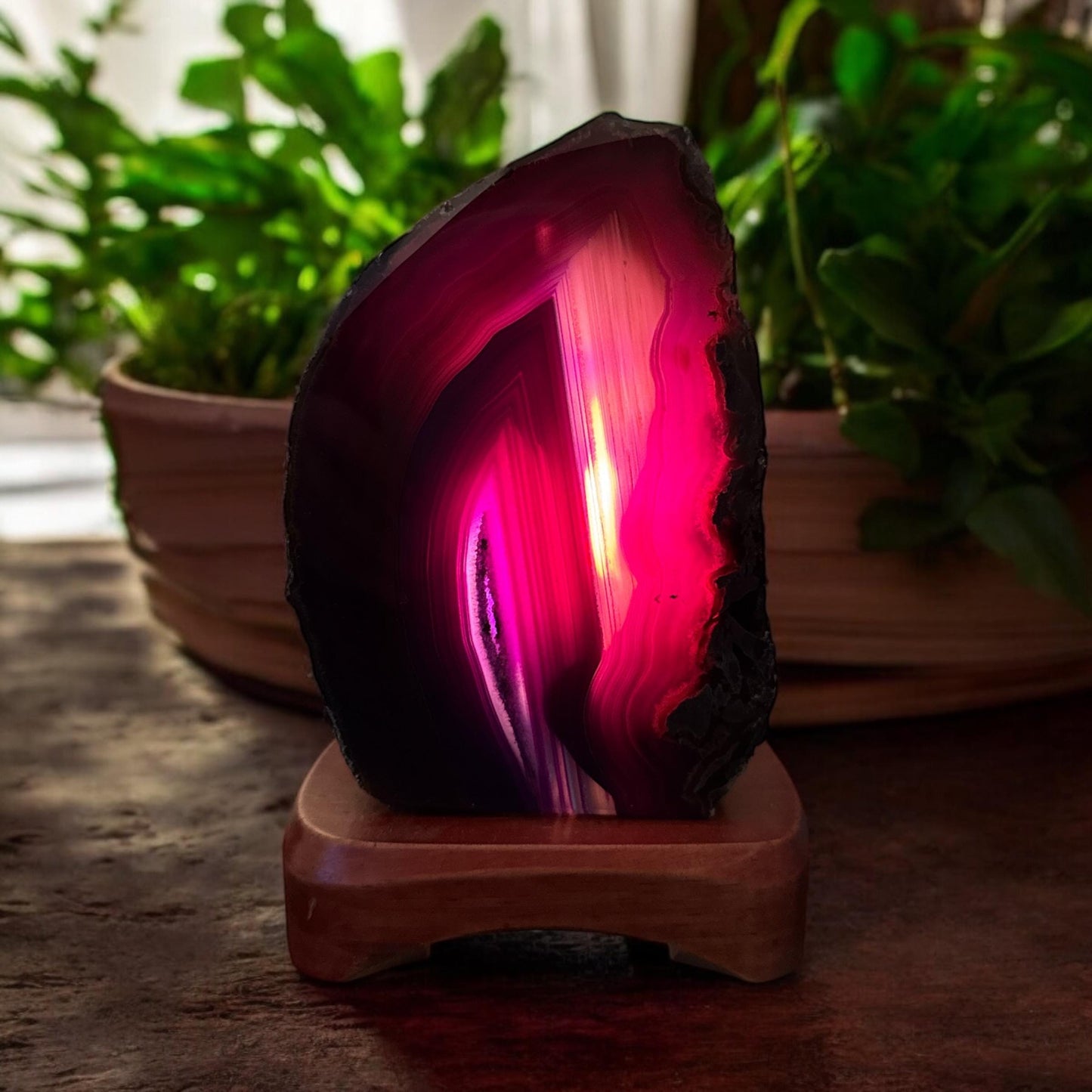 Pink Agate Geode Lamp: Luna by Louise, Crystal Shop UK