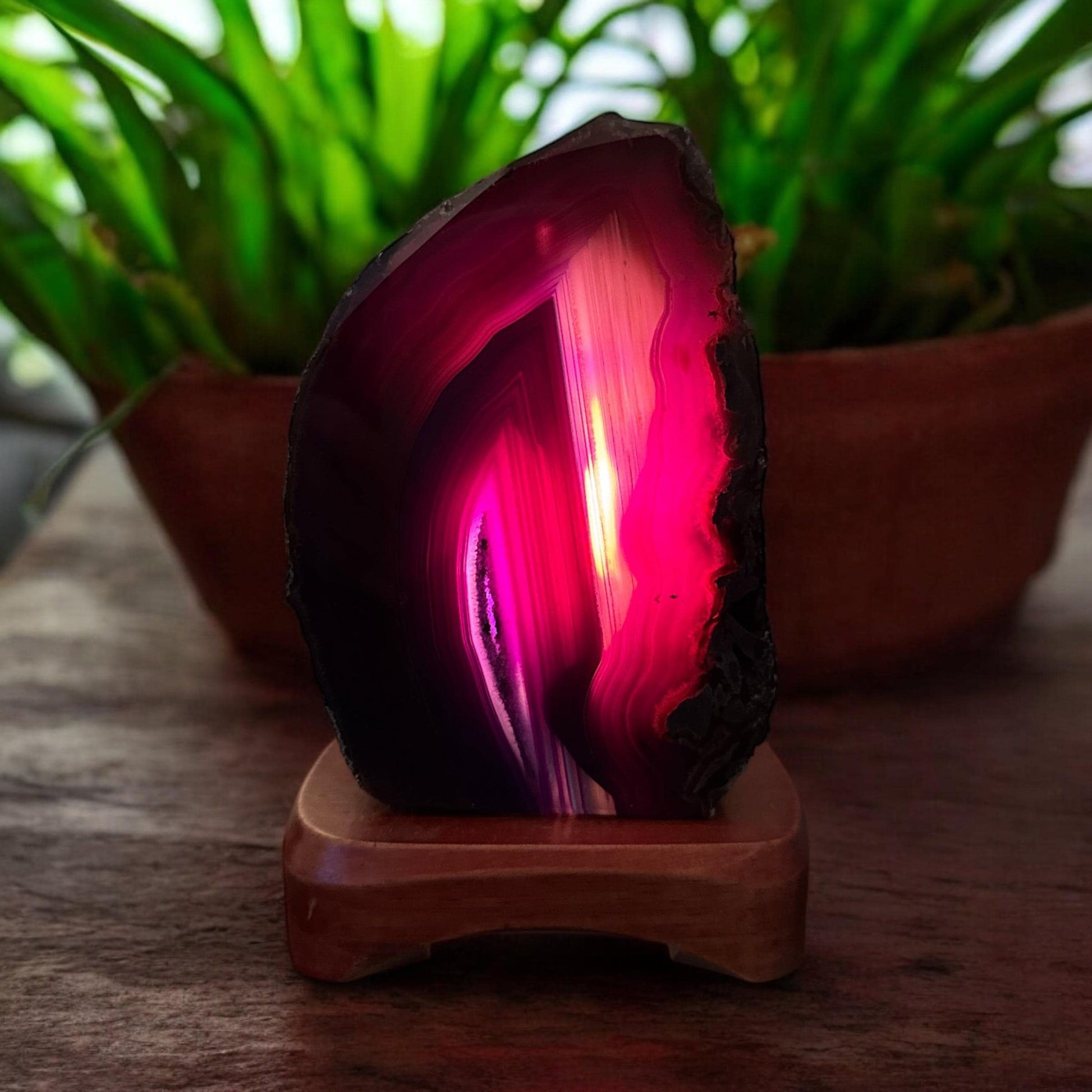 Pink Agate Geode Lamp: Luna by Louise, Crystal Shop UK
