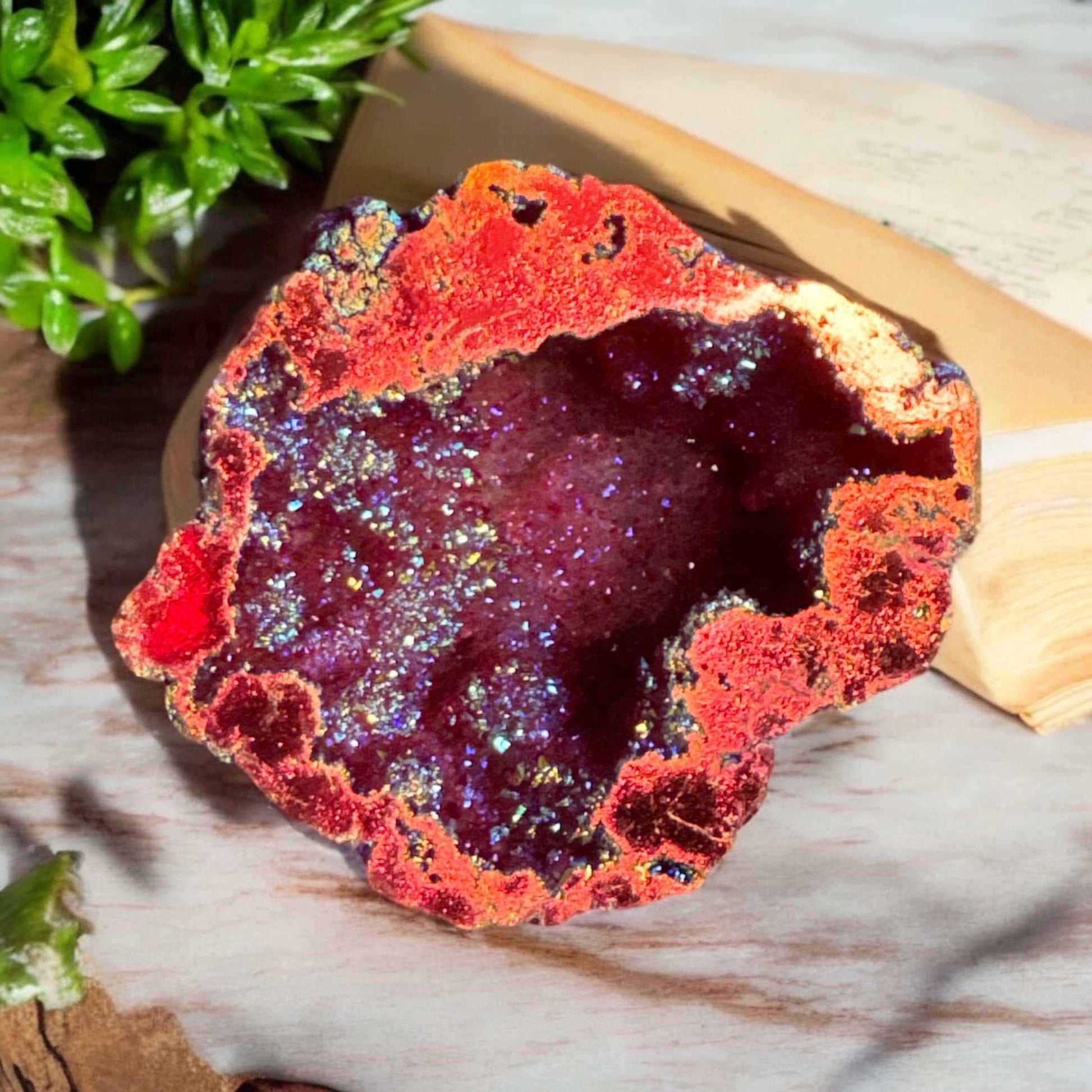 Fire Aura Geode: Radiant Energy Crystal - Luna by Louise