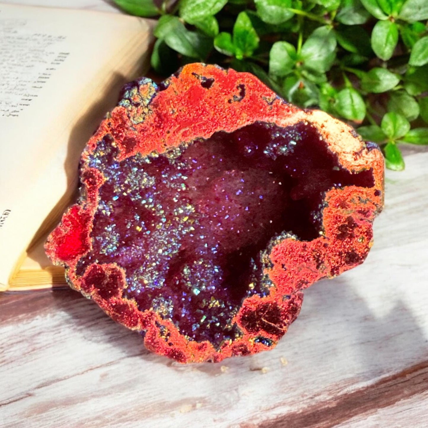Fire Aura Geode: Radiant Energy Crystal - Luna by Louise