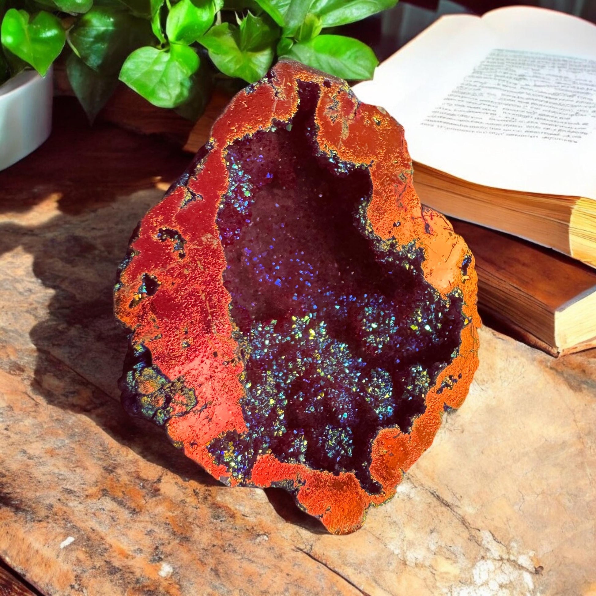 Fire Aura Geode: Radiant Energy Crystal - Luna by Louise