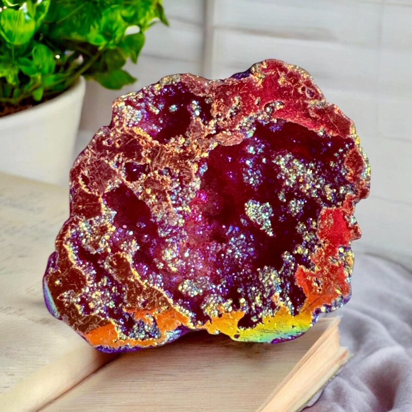 Fire Aura Geode: Radiant Energy Crystal - Luna by Louise