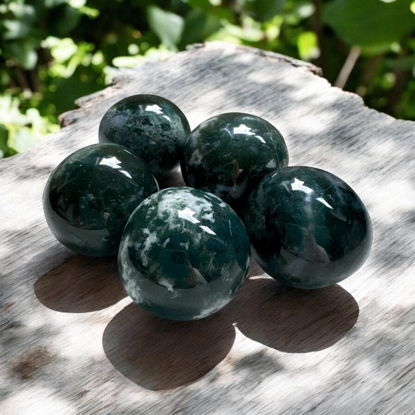 Moss Agate Spherical Tumble Stone | Nurturing Earth Energy in Every Stone