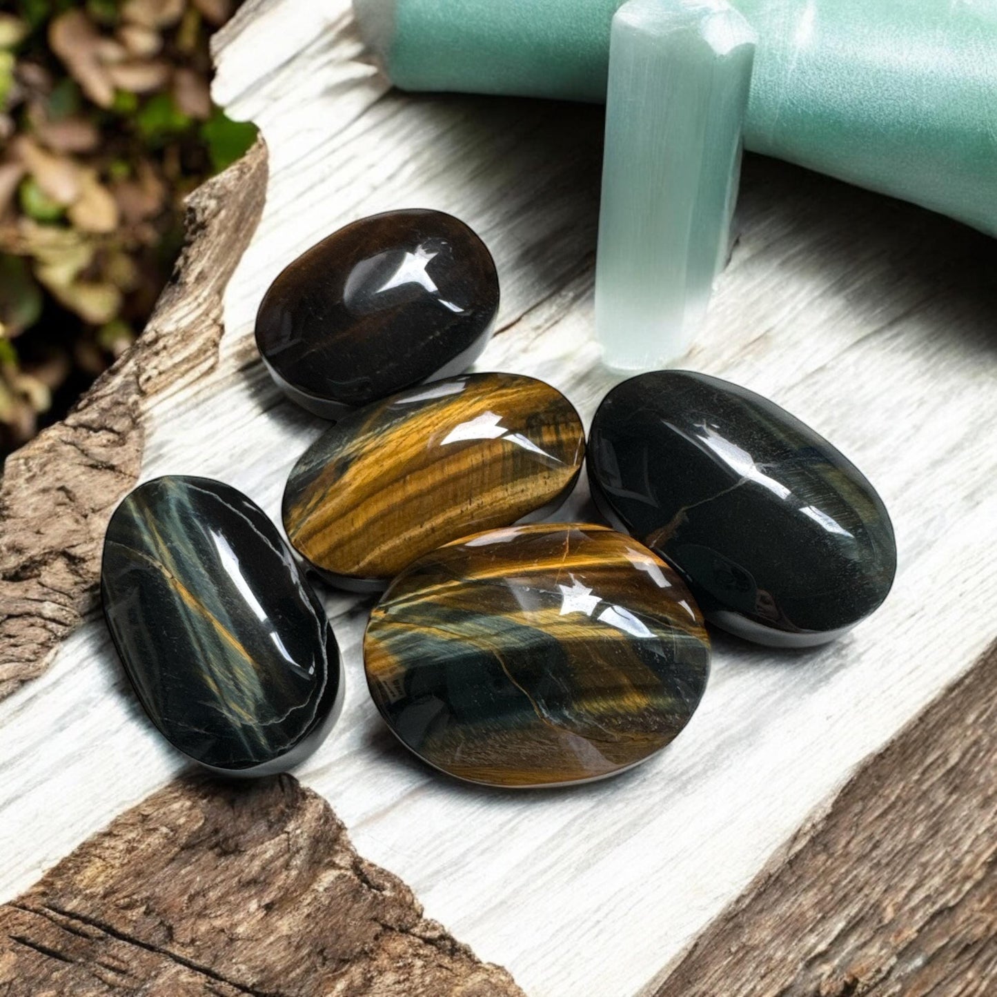 Blue Tiger's Eye Palm Stone - Strength & Protection | Luna by Louise Crystal Shop UK