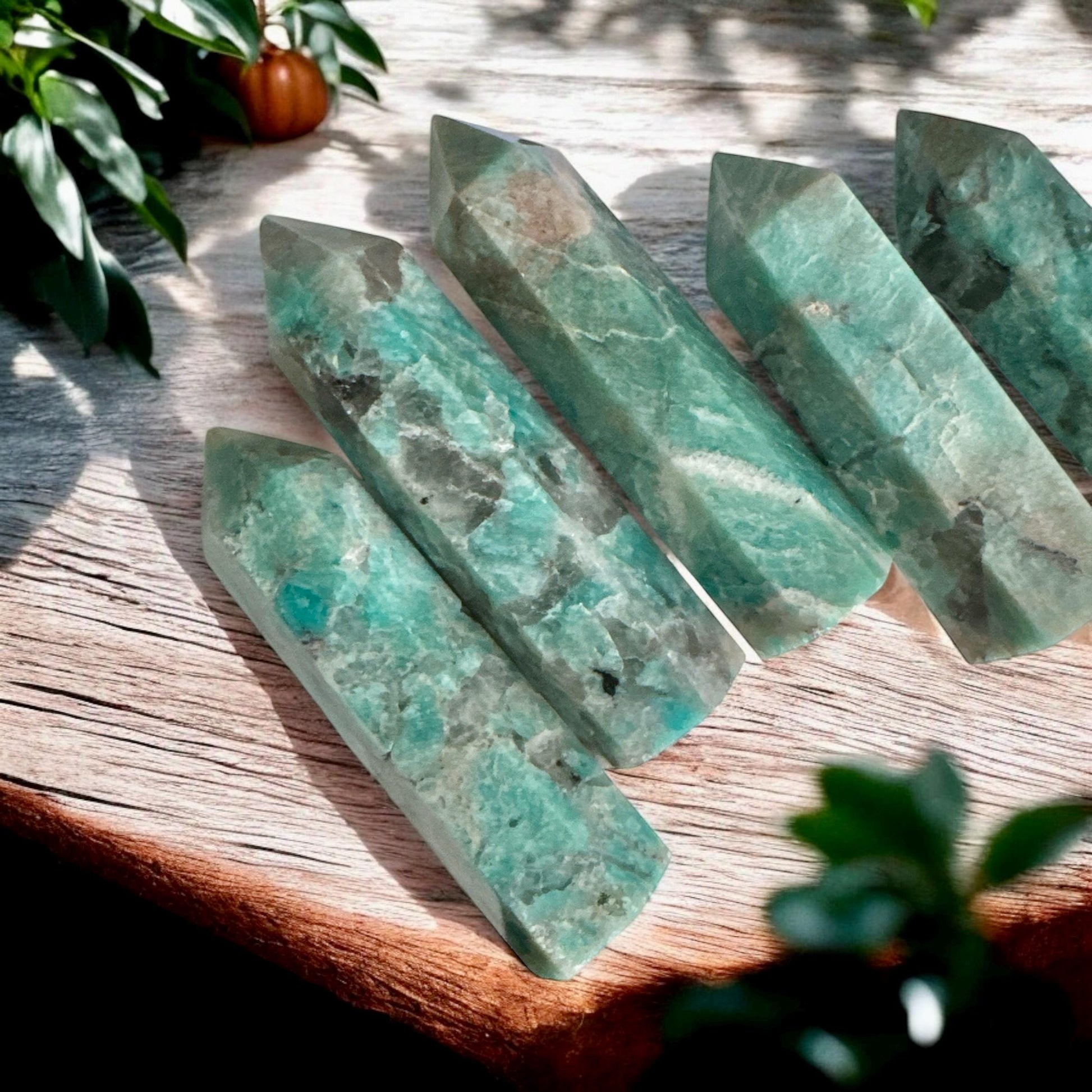 Amazonite Smokey Quartz Crystal Tower: Healing Obelisk Point