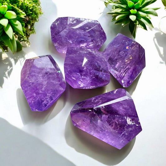 Gemmy Purple Amethyst Crystal: Polished Free Form Stone