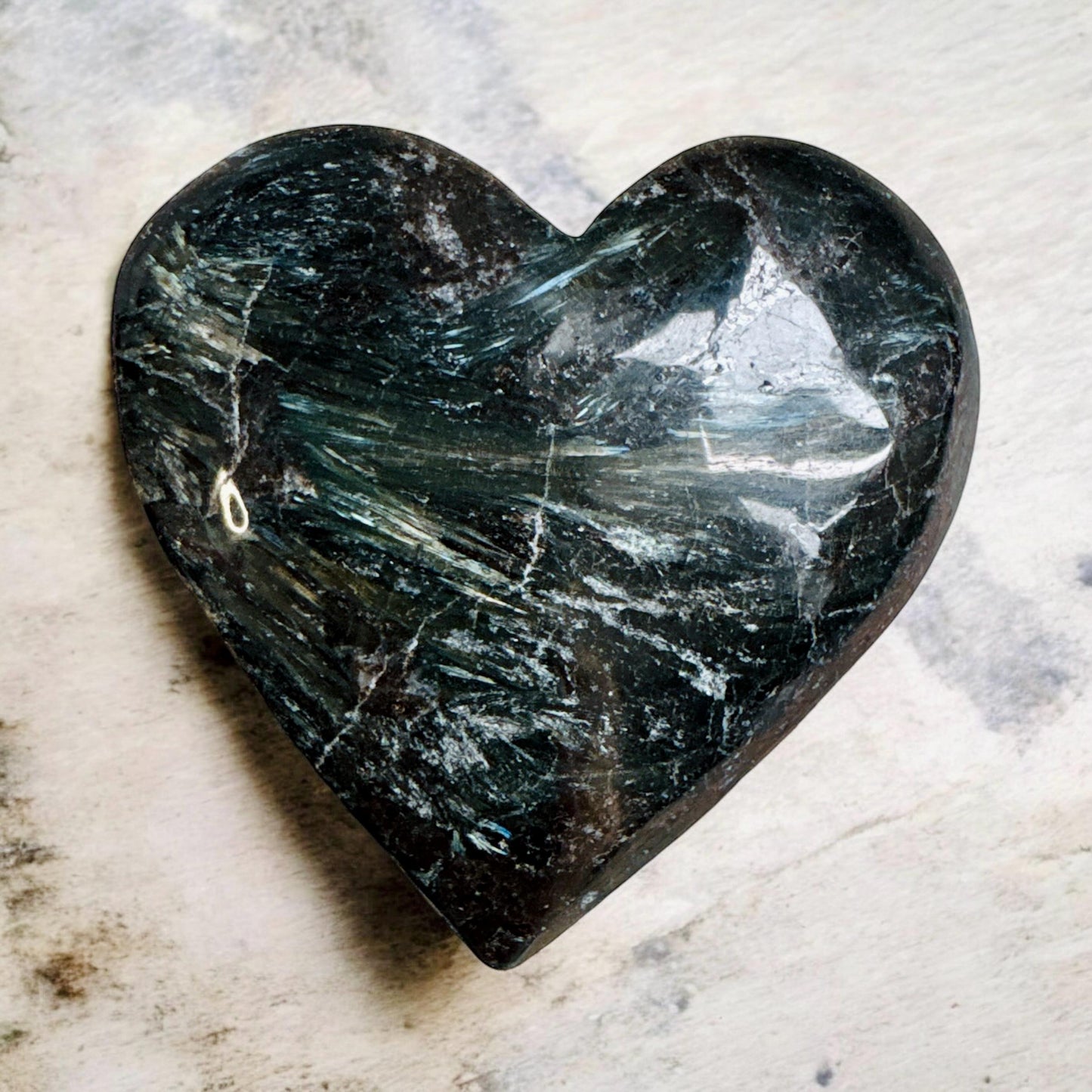 Astrophyllite Crystal Heart: Rare Luna Stone for Inner Strength