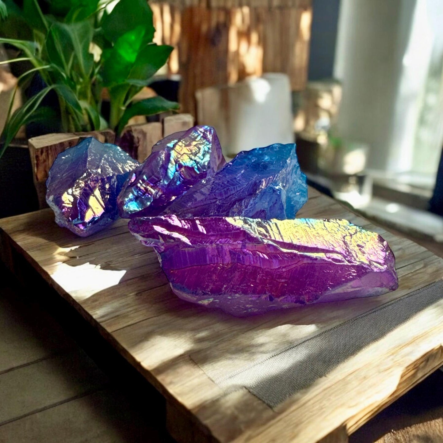 Purple Iridescent Aura Quartz Crystal Point: Purple Unicorn Healing Stone