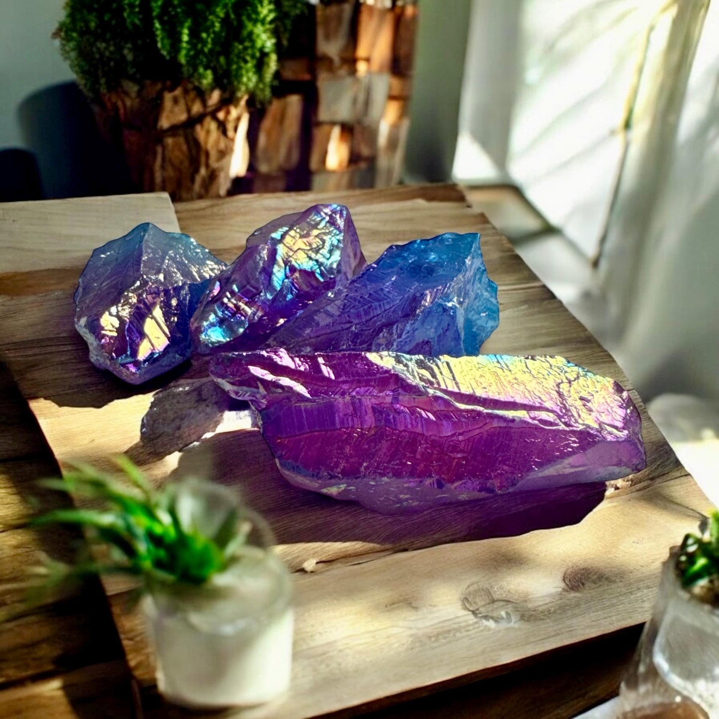 Iridescent Aura Quartz Crystal Point: Purple Unicorn Healing Stone (2-3 inches)