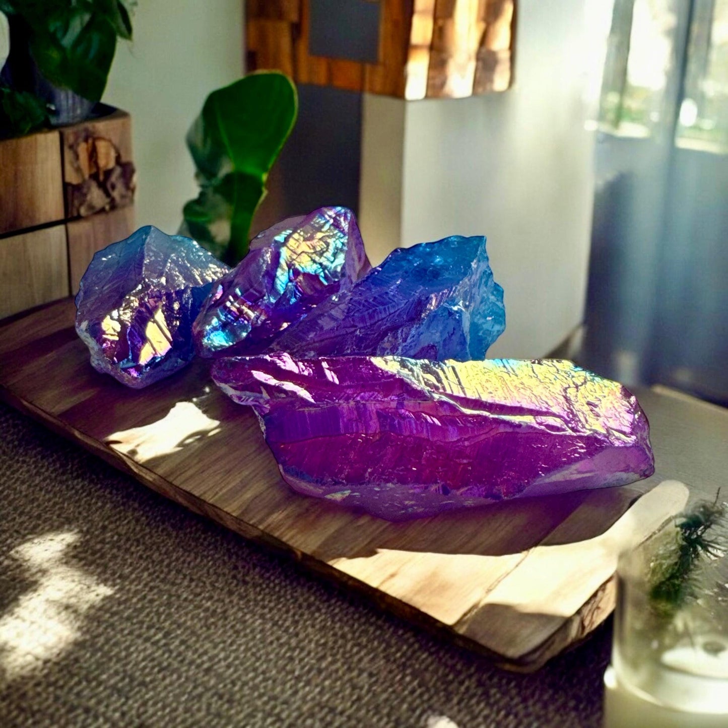 Iridescent Aura Quartz Crystal Point: Purple Unicorn Healing Stone (2-3 inches)