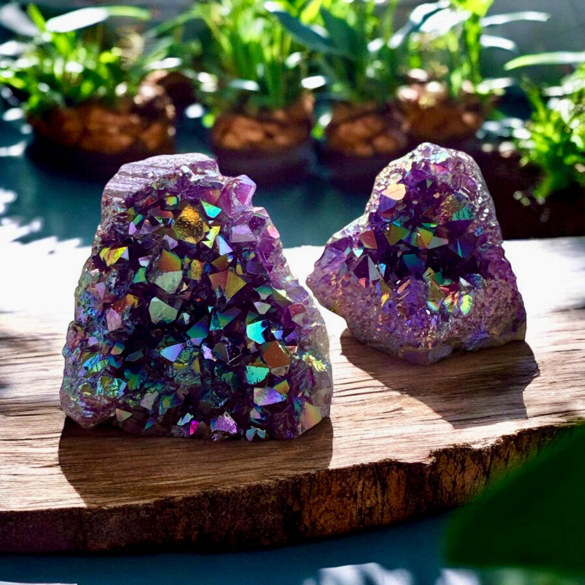 Purple Galaxy Aura Amethyst Cluster - Cosmic Decor