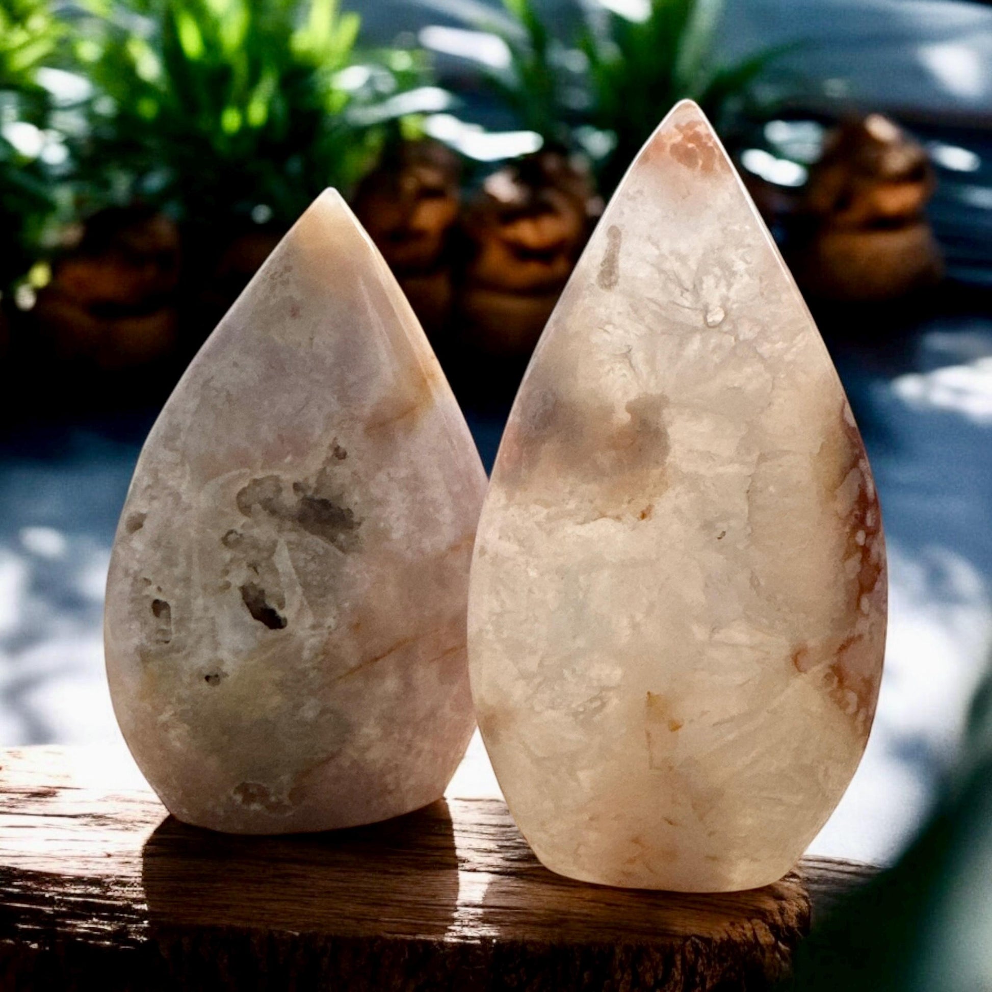 Pink Amethyst & Flower Agate Crystal Flame: Emotional Healing Stone