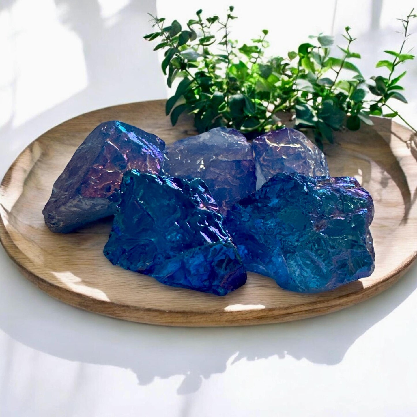 Aura Blue Quartz Crystal Chunk: Iridescent Healing Stone