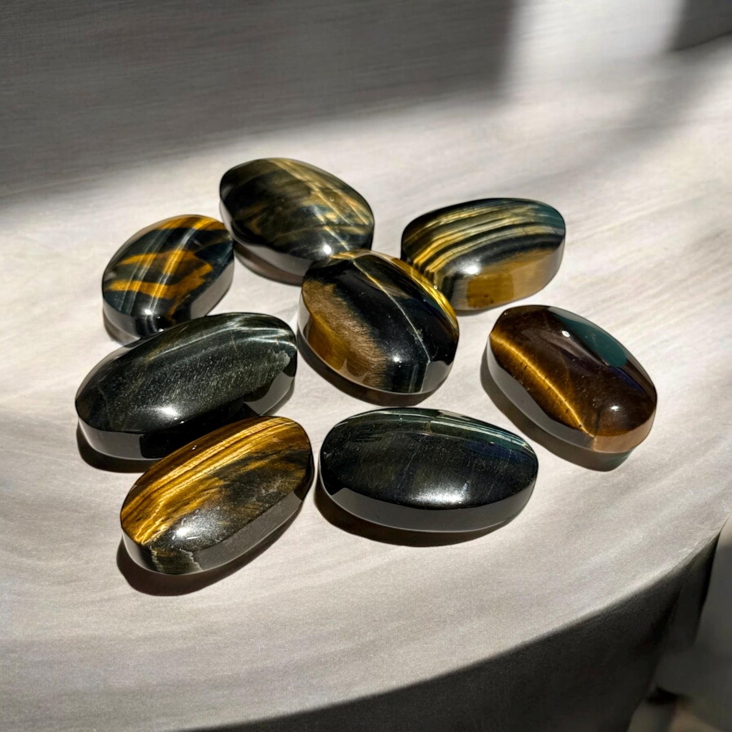 Blue Tiger's Eye Palm Stone - Strength & Protection | Luna by Louise Crystal Shop UK