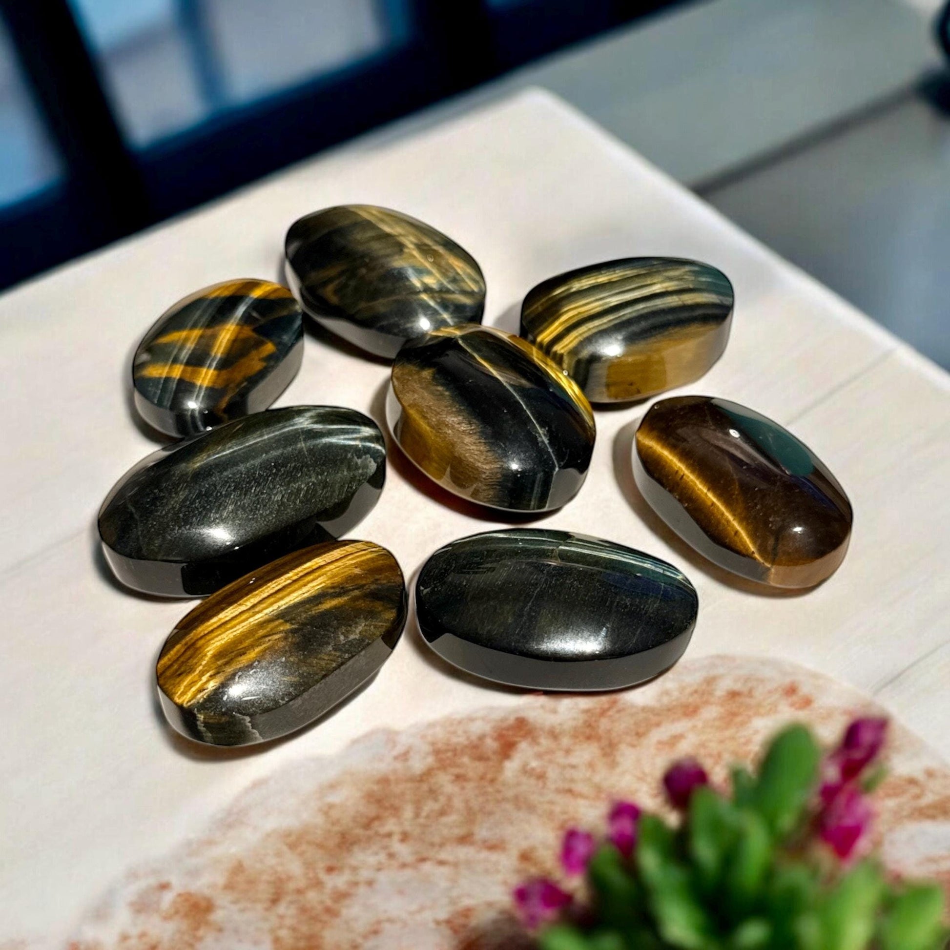 Blue Tiger's Eye Palm Stone - Strength & Protection | Luna by Louise Crystal Shop UK