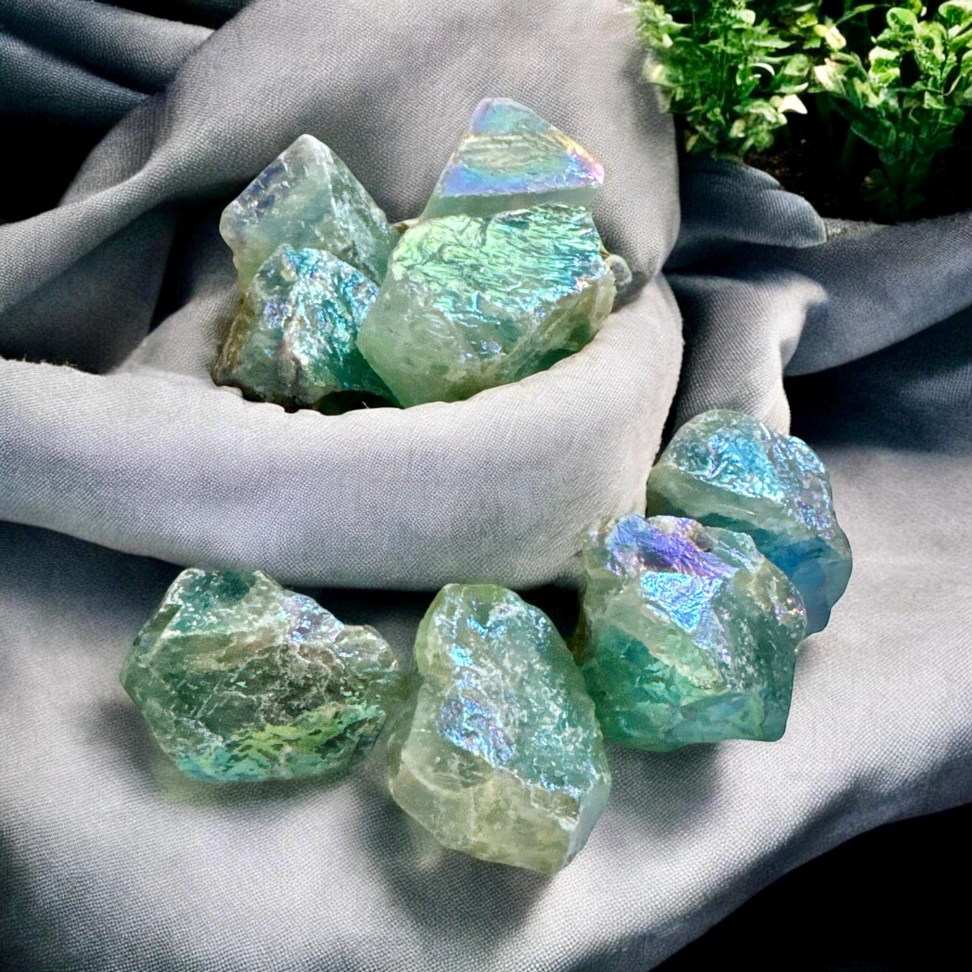 Raw Aura Green Fluorite Crystal: Calming Energy Stone (40-60g)