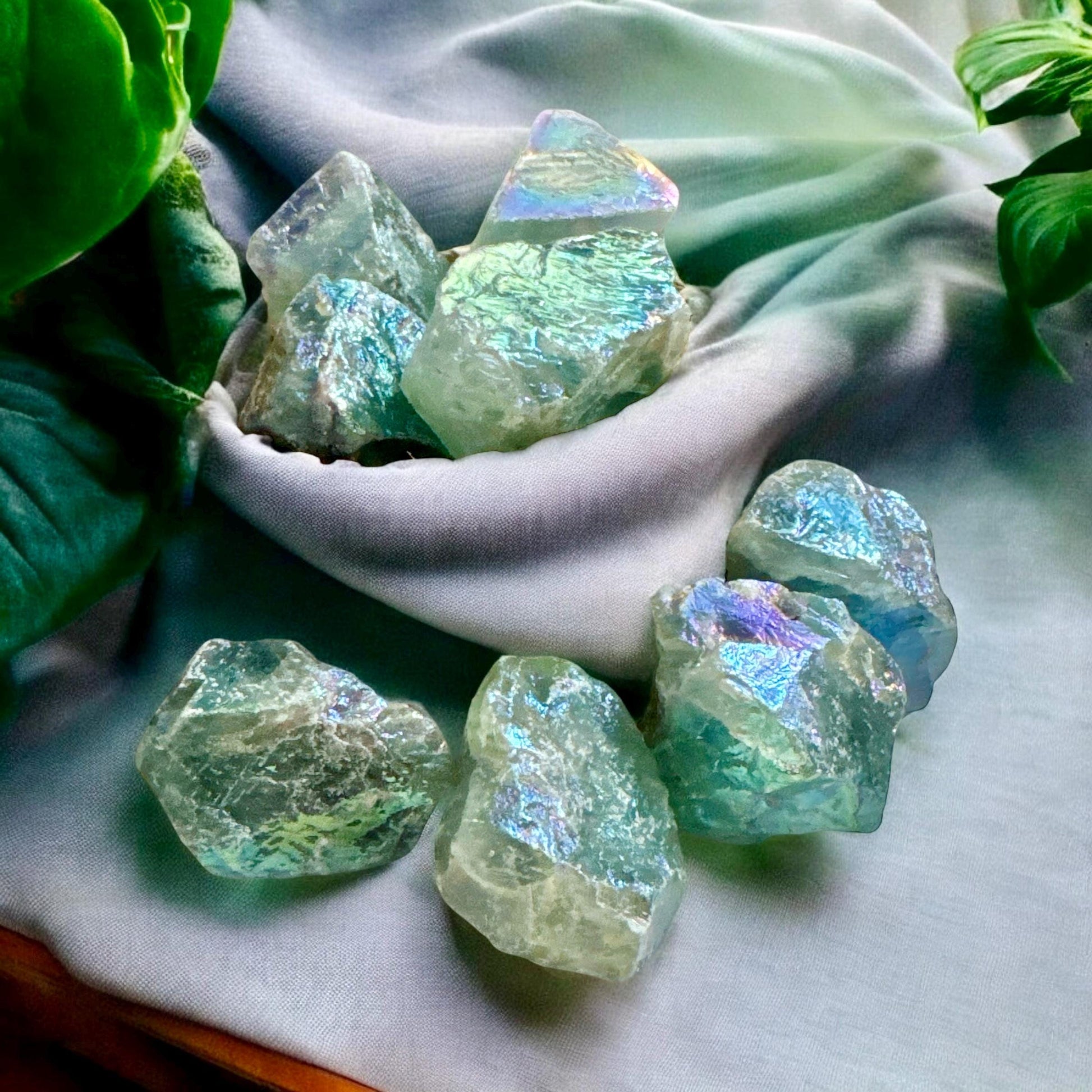 Raw Aura Green Fluorite Crystal: Calming Energy Stone (40-60g)