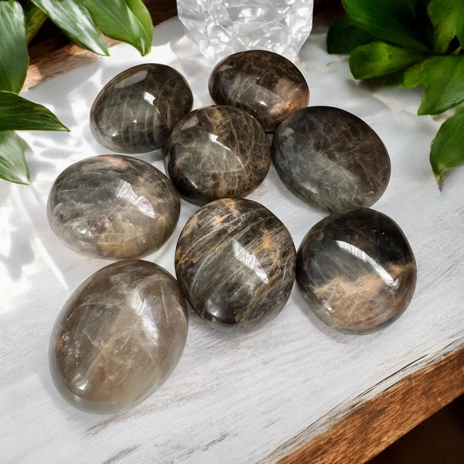 Black Moonstone Palm Stone: Lunar Energy Crystal