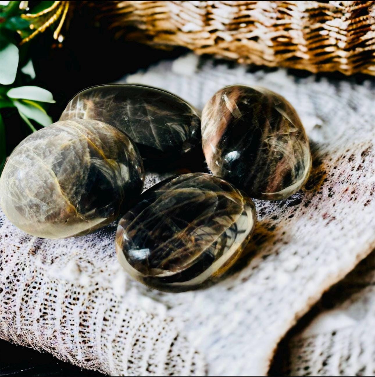 Black Moonstone Palm Stone: Lunar Energy Crystal