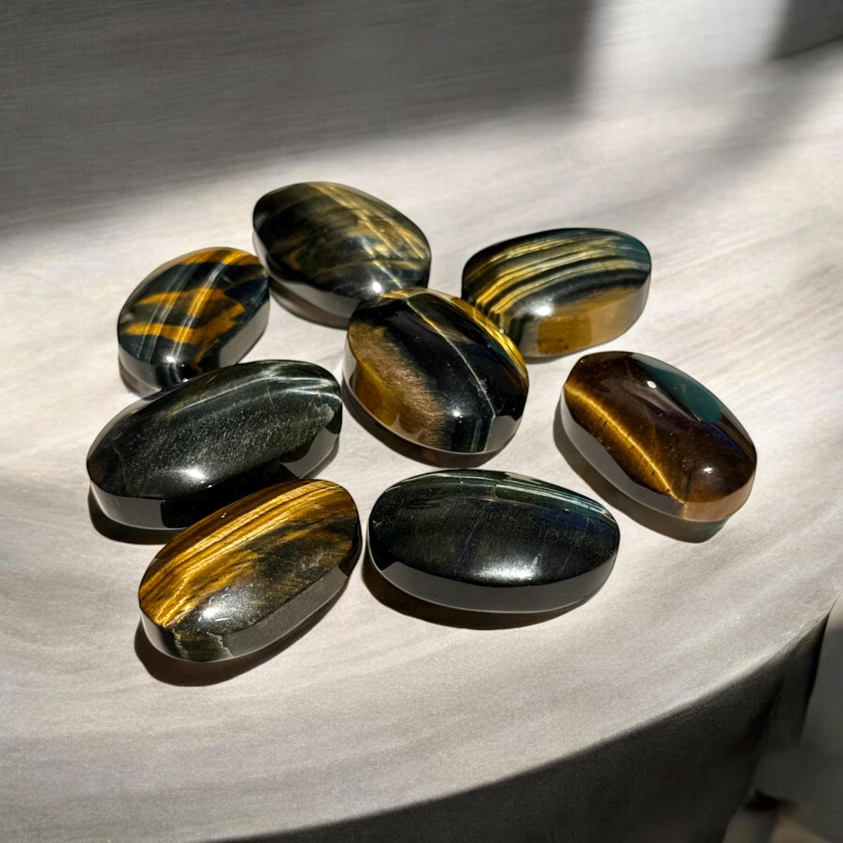 Blue Tiger's Eye Palm Stone - Strength & Protection | Luna by Louise Crystal Shop UK