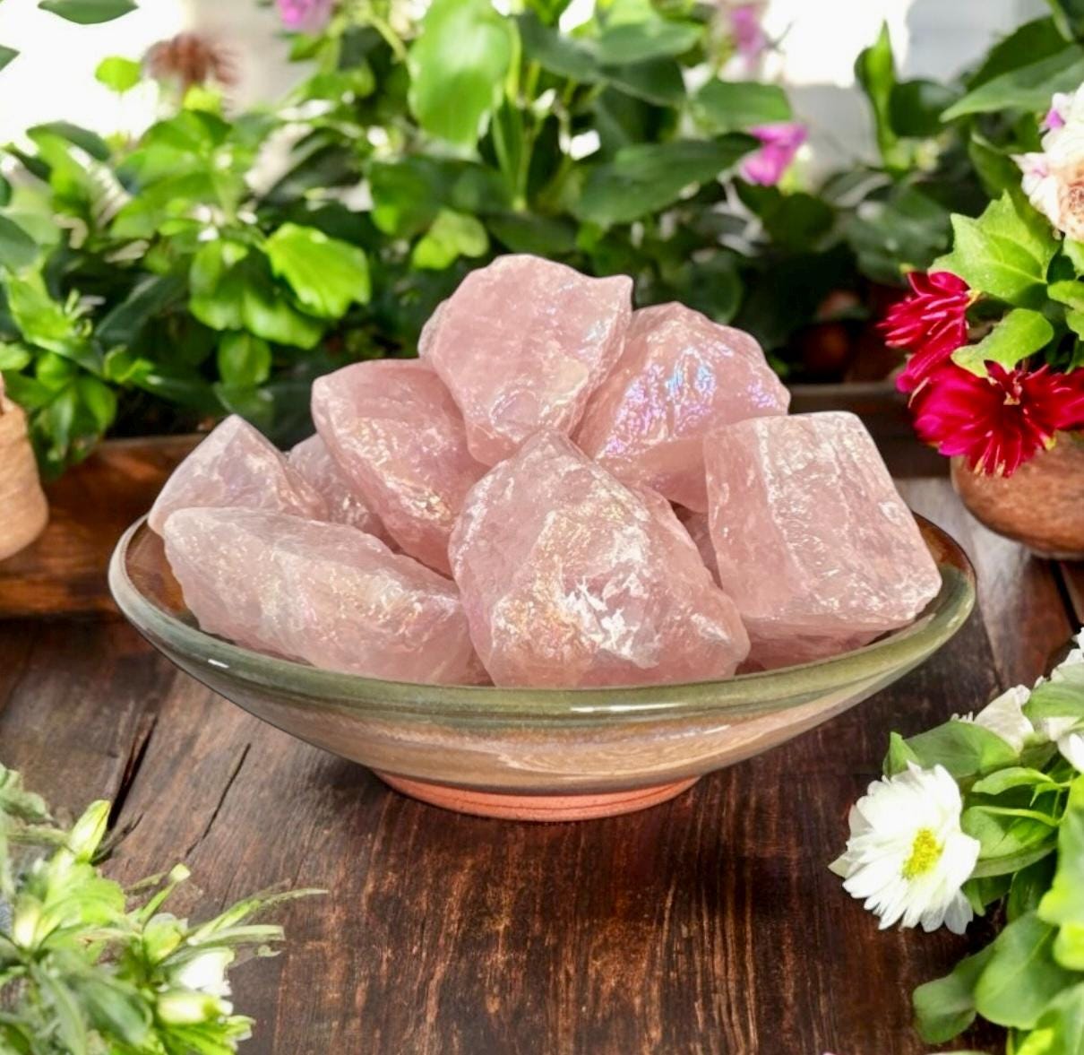 Raw Rose Aura Quartz Crystal Piece – Ethereal Beauty | Luna by Louise, Crystal Shop UK