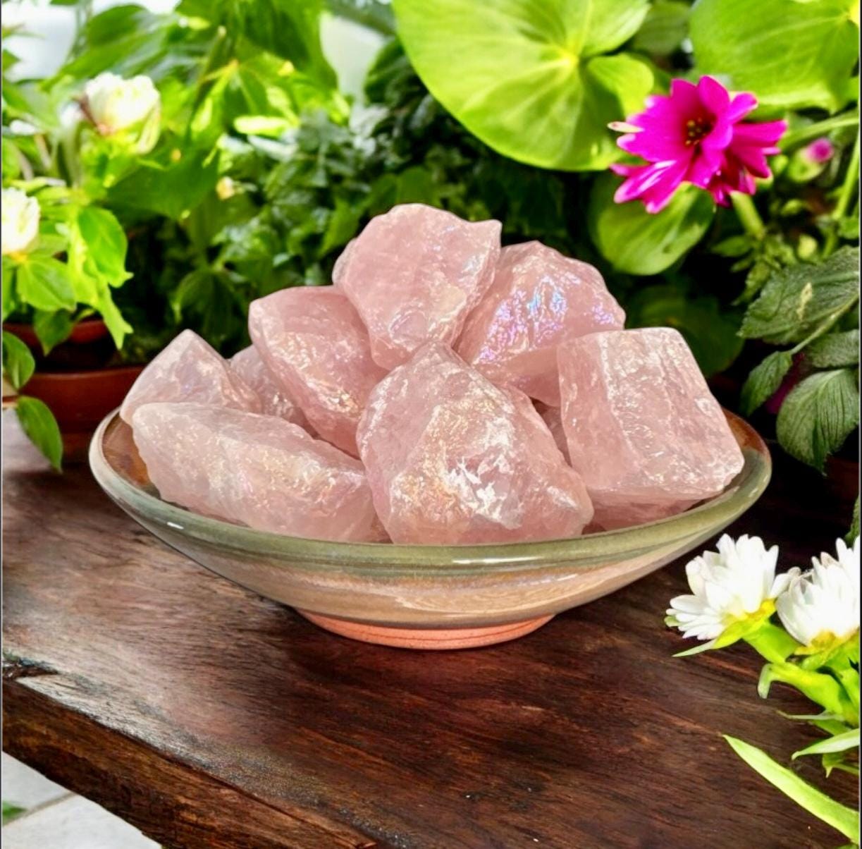 Raw Rose Aura Quartz Crystal Piece – Ethereal Beauty | Luna by Louise, Crystal Shop UK