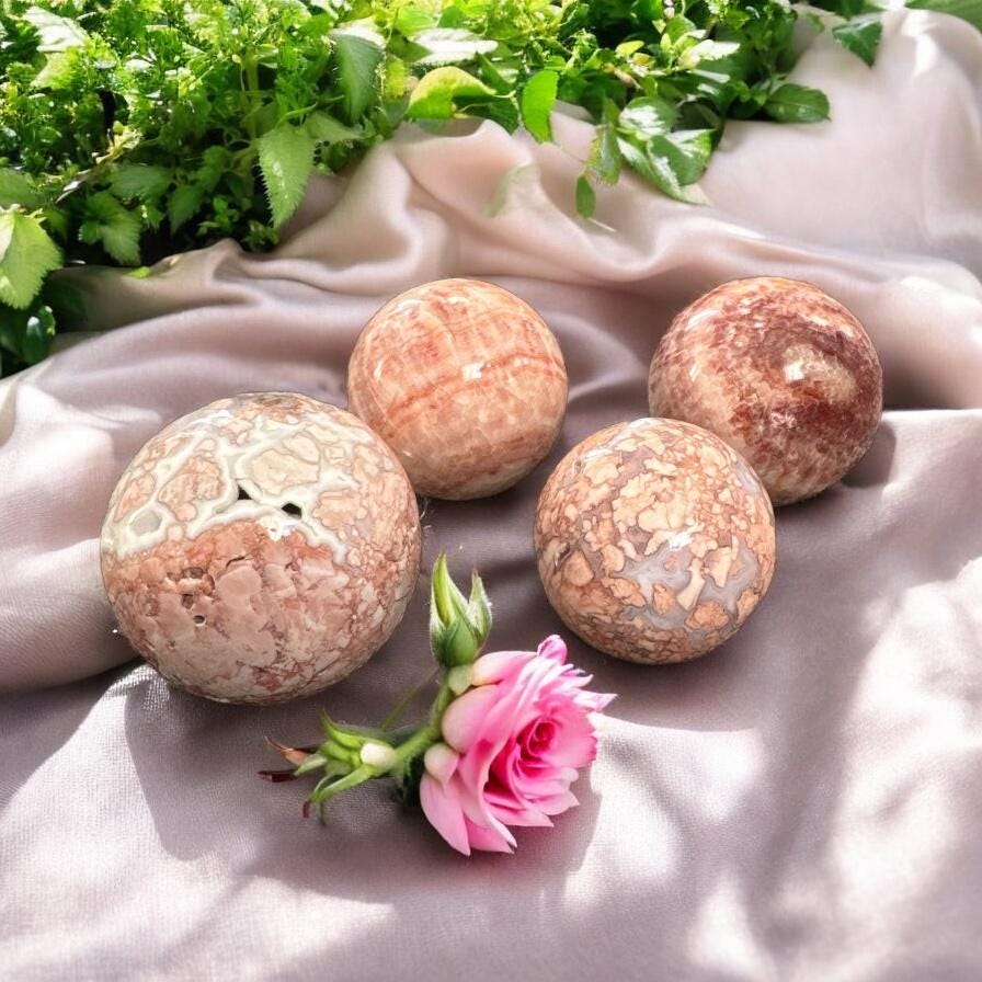 Pink Agate Sphere - Luna by Louise, Crystal Shop UK | Grounding Energy and Heart Healing