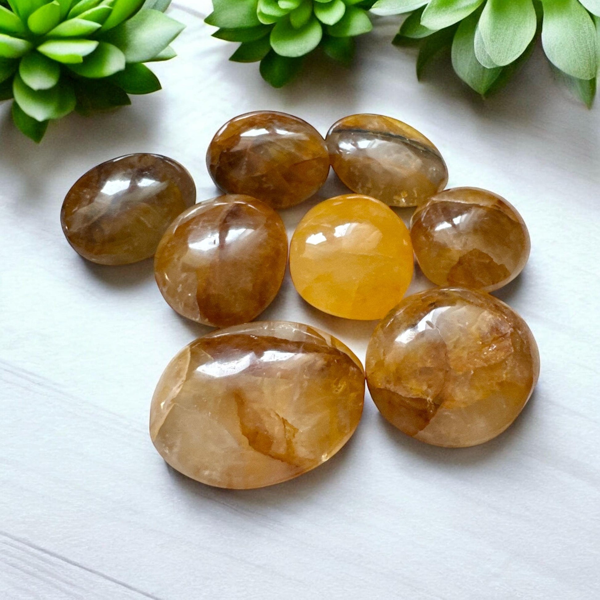 Golden Healer Quartz Palm Stone - Healing & Harmony | Luna by Louise Crystal Shop UK