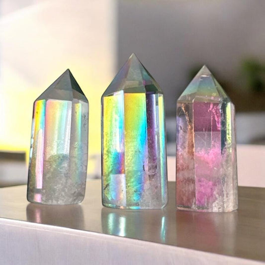 Indigo Aura Quartz Tower: Tanzine Aura Crystal Point, Luna by Louise