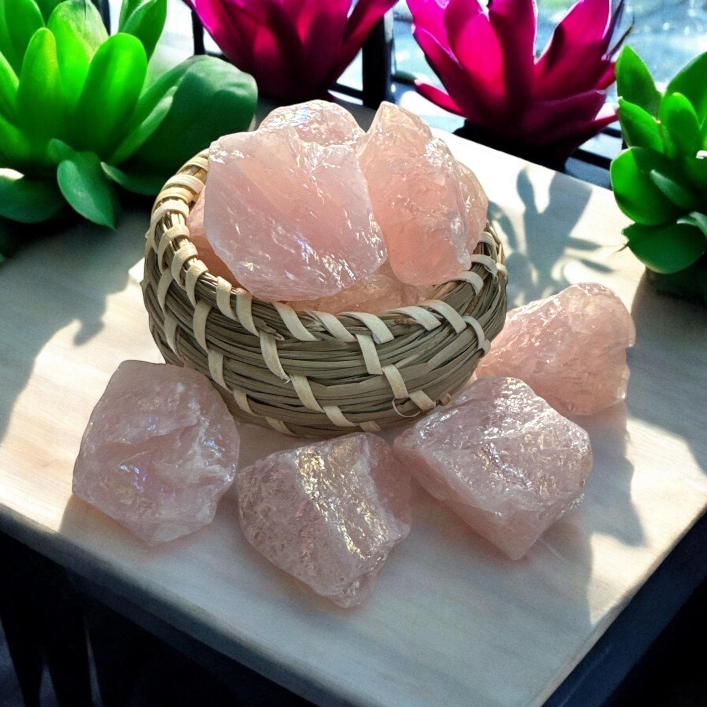 Raw Rose Aura Quartz Crystal Piece – Ethereal Beauty | Luna by Louise, Crystal Shop UK