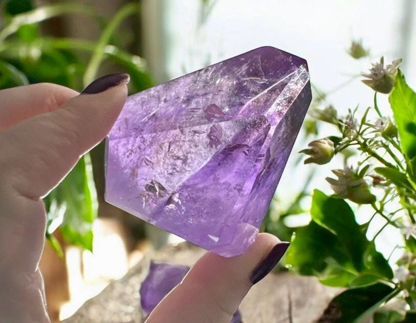 Gemmy Purple Amethyst Crystal: Polished Free Form Stone