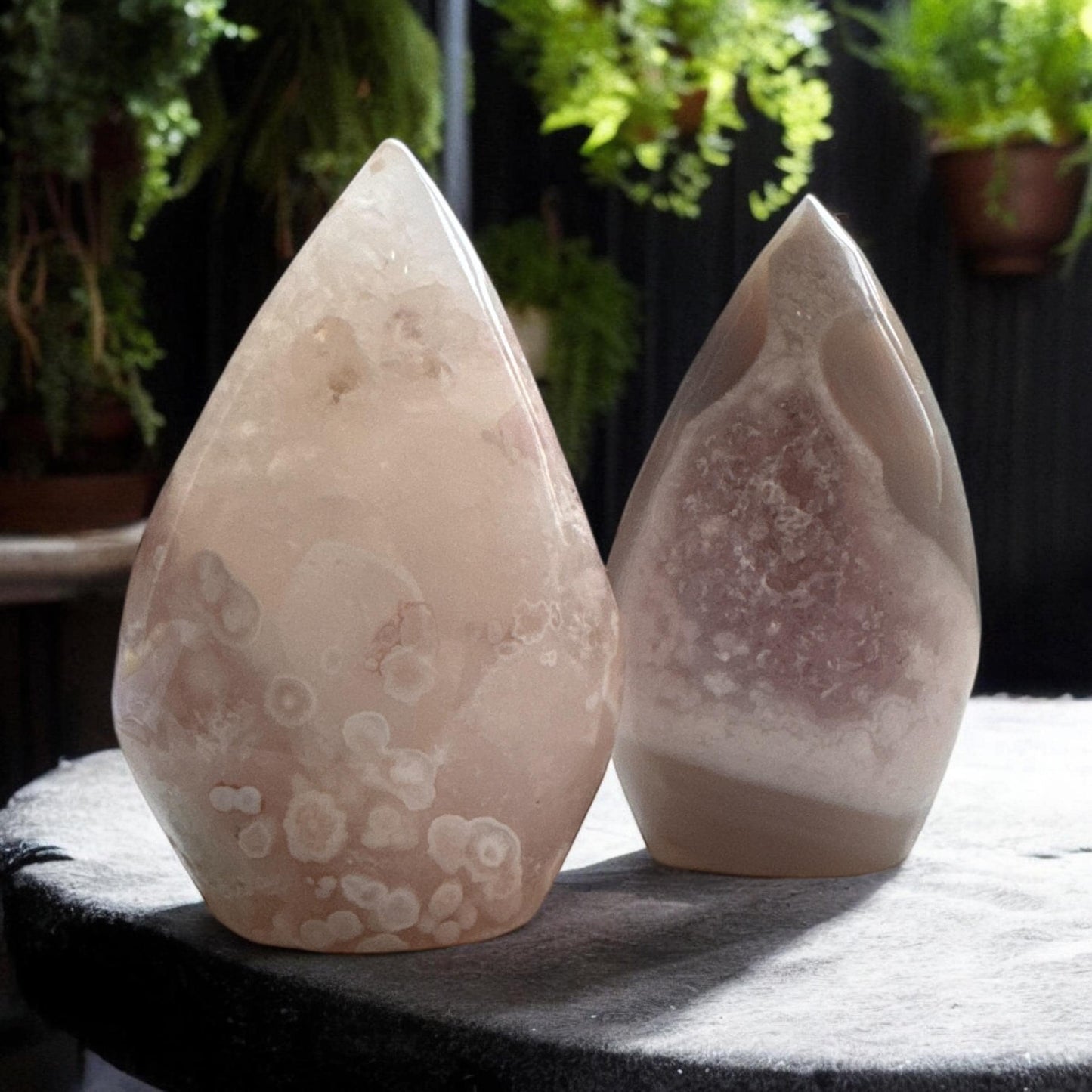 Pink Amethyst & Flower Agate Crystal Flame: Emotional Healing Stone