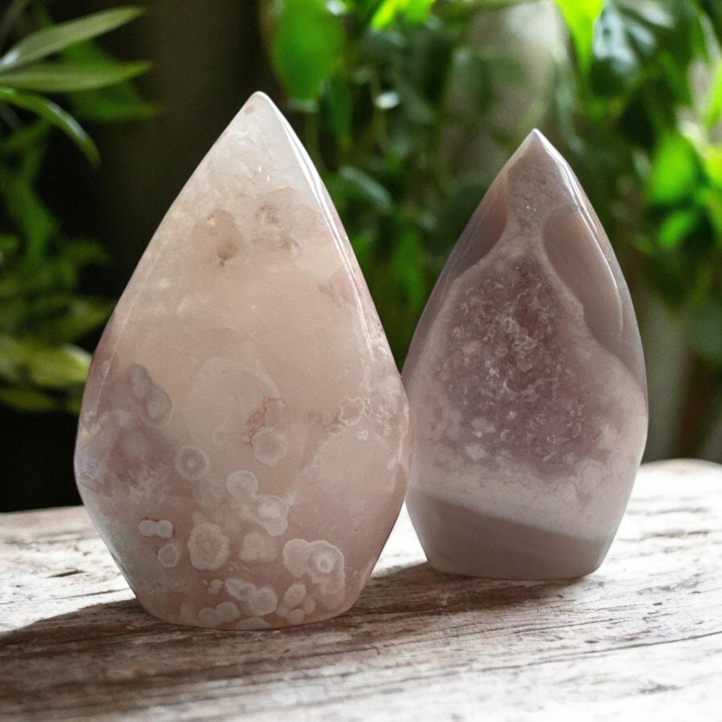 Pink Amethyst & Flower Agate Crystal Flame: Emotional Healing Stone