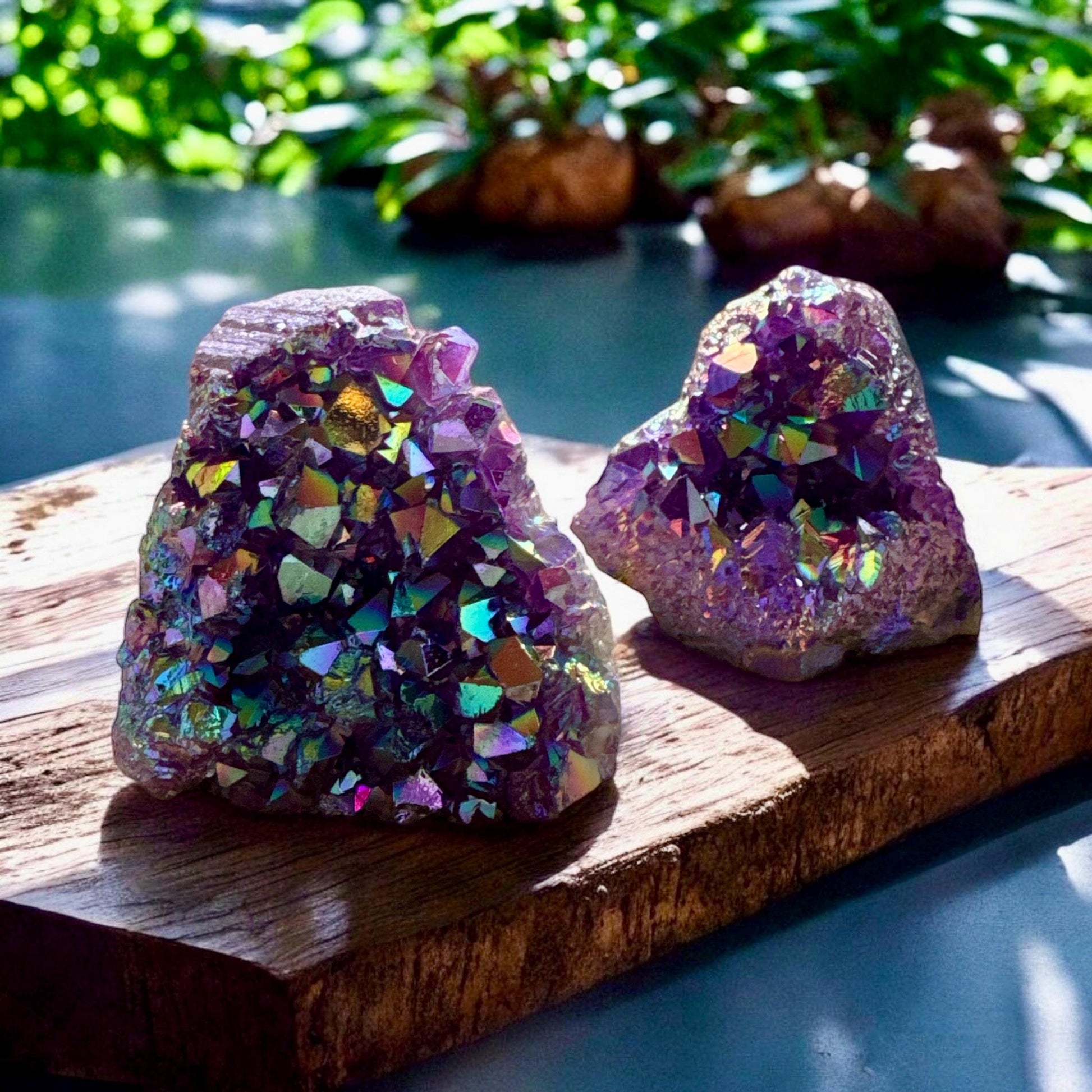 Purple Galaxy Aura Amethyst Cluster - Cosmic Decor