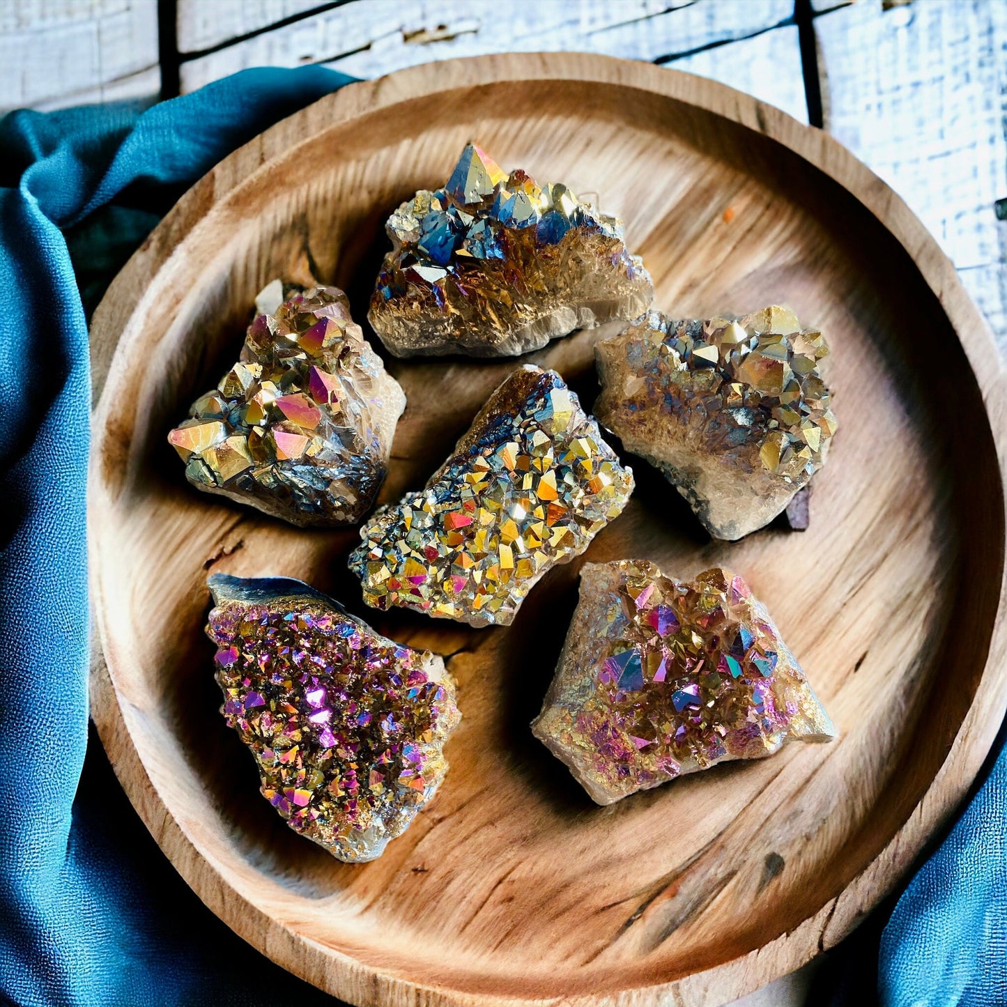 Rainbow Aura Amethyst Cluster: Calming Meditation Crystal