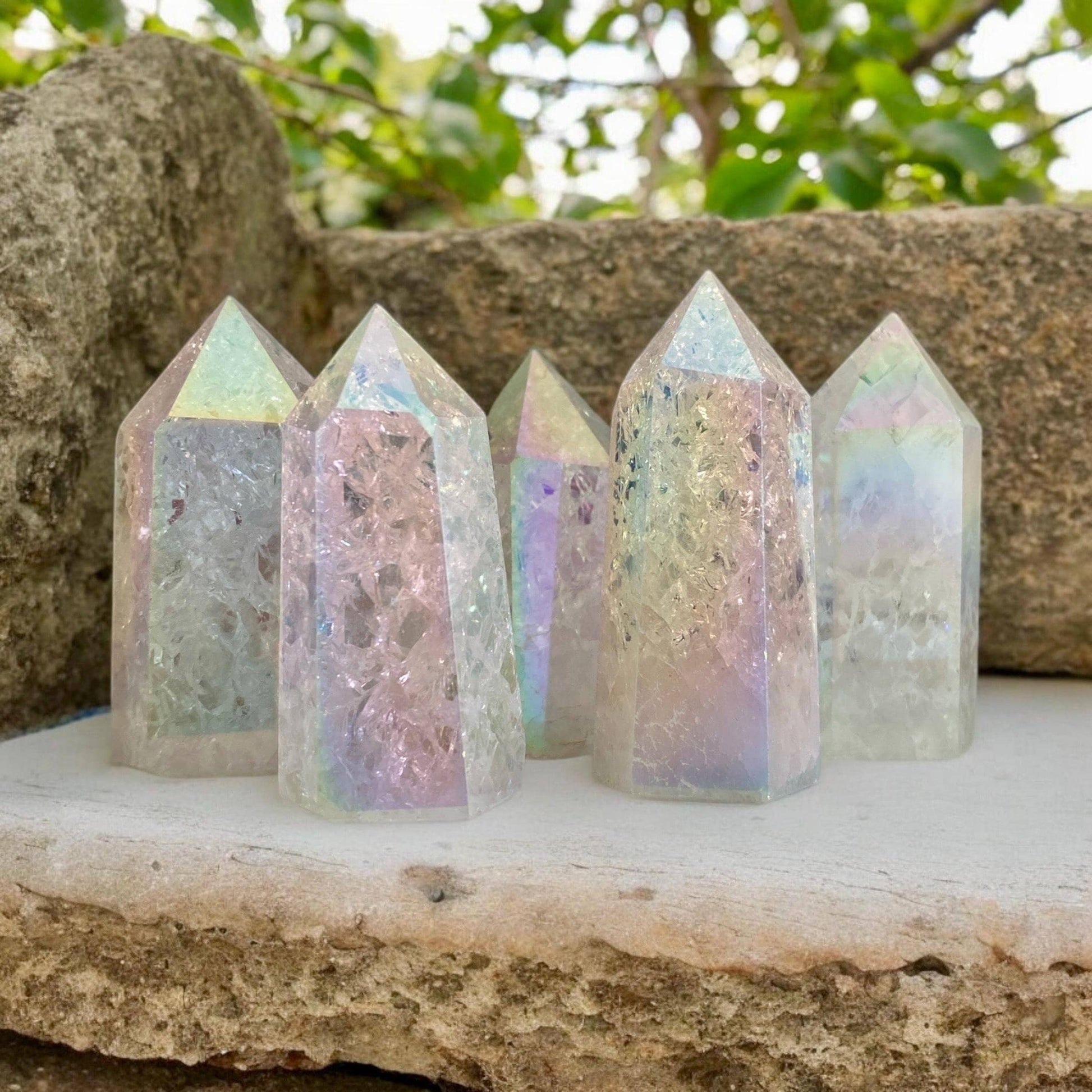 Aura Crackle Quartz Tower: Iridescent Crystal Point, Luna by Louise