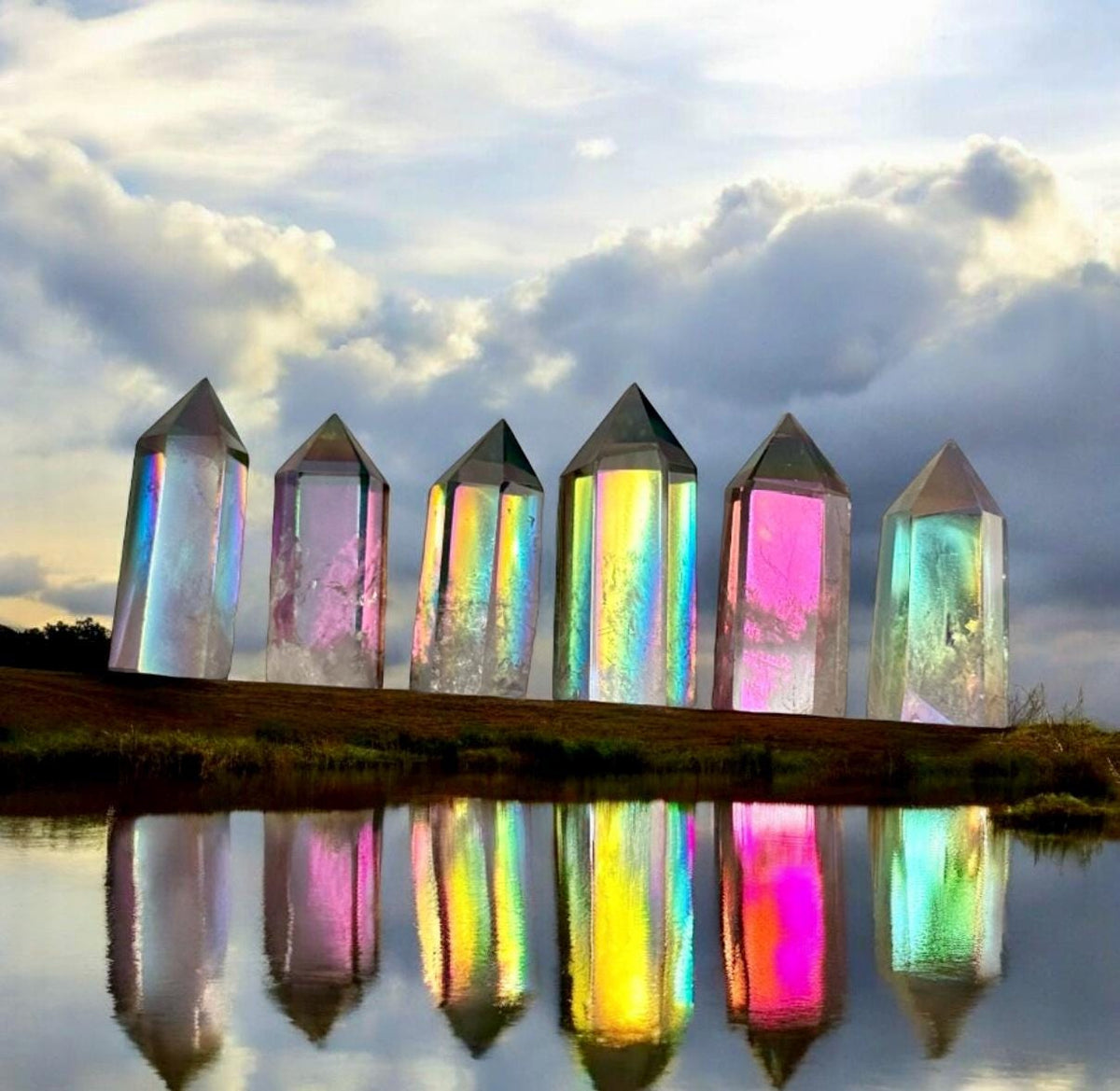 Indigo Aura Quartz Tower: Tanzine Aura Crystal Point, Luna by Louise