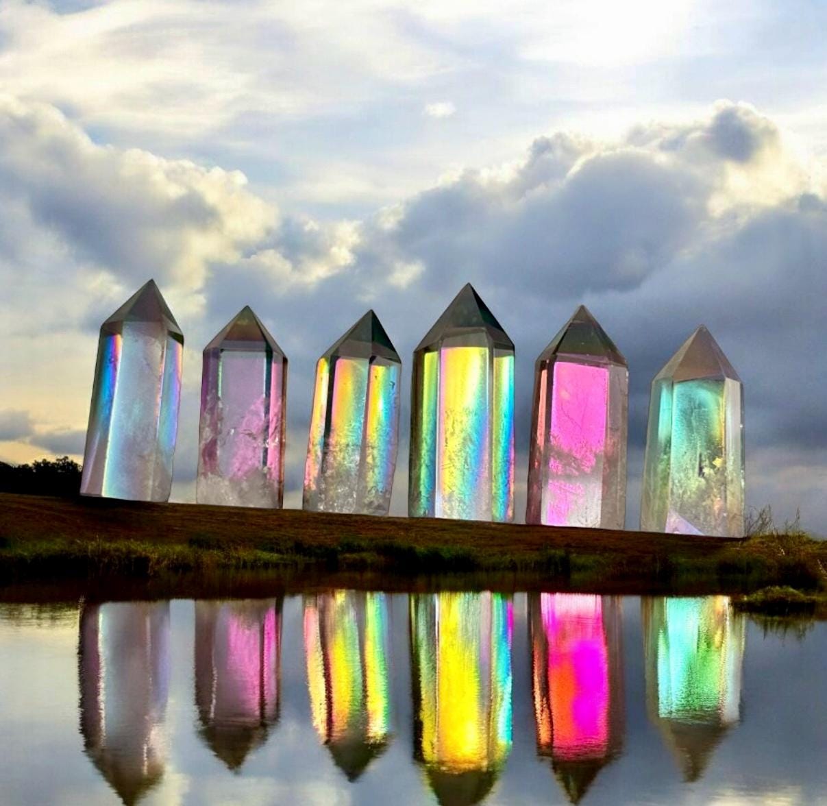 Indigo Aura Quartz Tower: Tanzine Aura Crystal Point, Luna by Louise