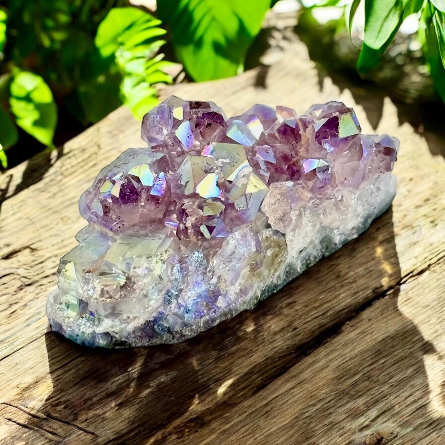 Angel Aura Amethyst Cluster: Pearl Finish Crystal for Serenity