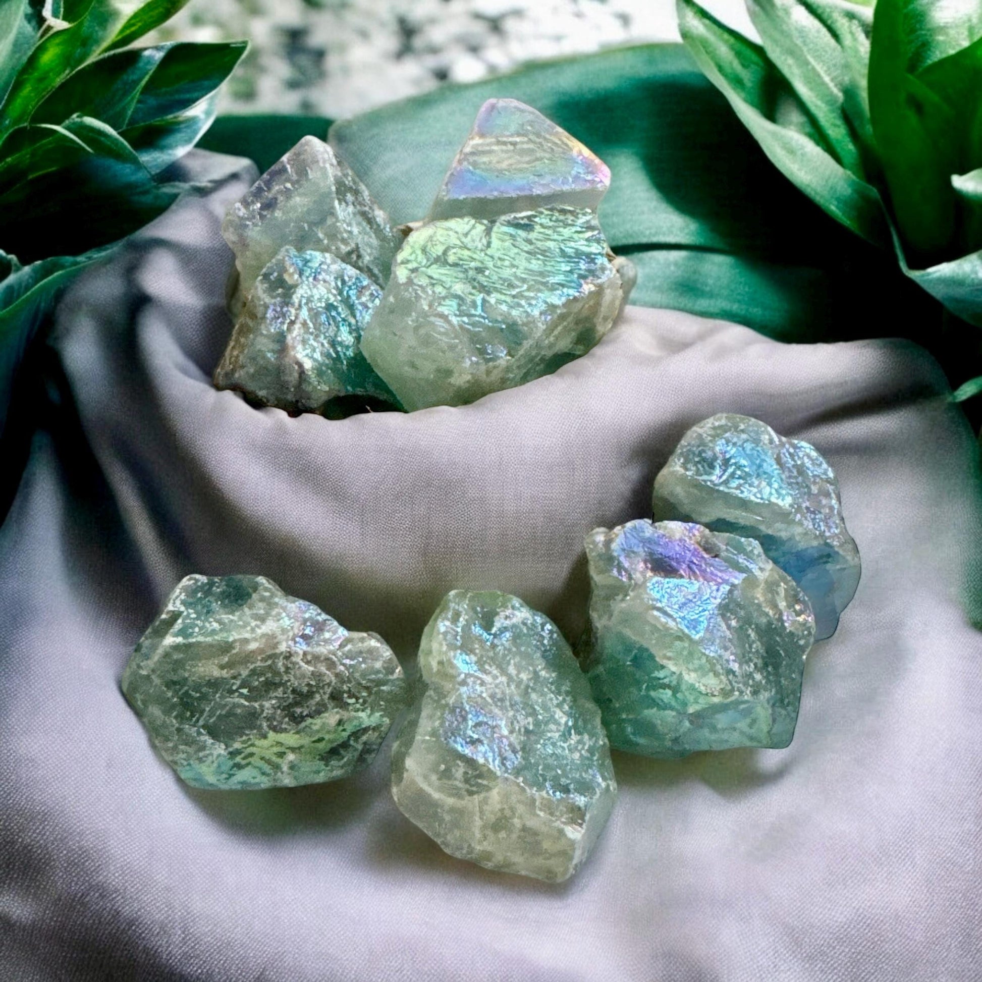 Raw Aura Green Fluorite Crystal: Calming Energy Stone (40-60g)