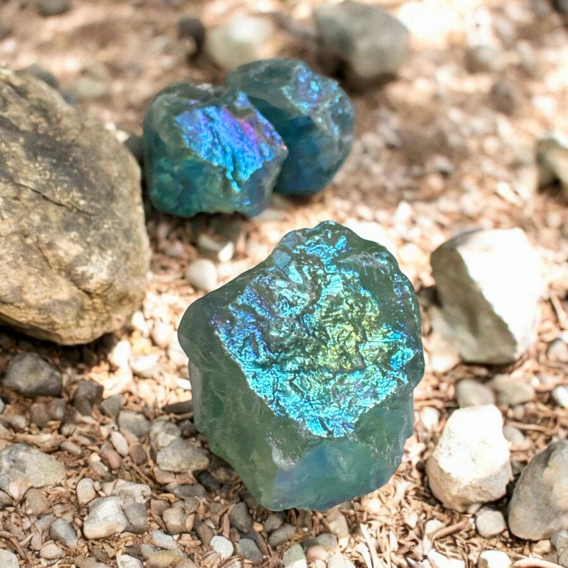 Raw Aura Green Fluorite Crystal: Calming Energy Stone (40-60g)