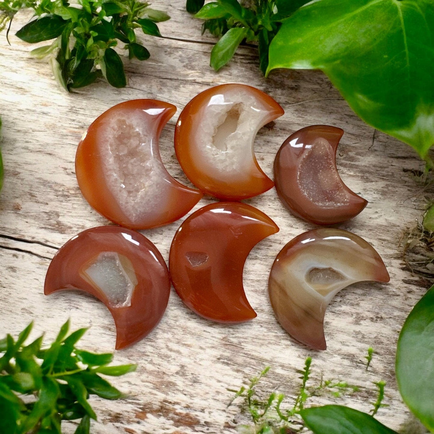 Carnelian Druze Crescent Moon Crystal – Fiery Energy & Passion | Luna by Louise, Crystal Shop UK