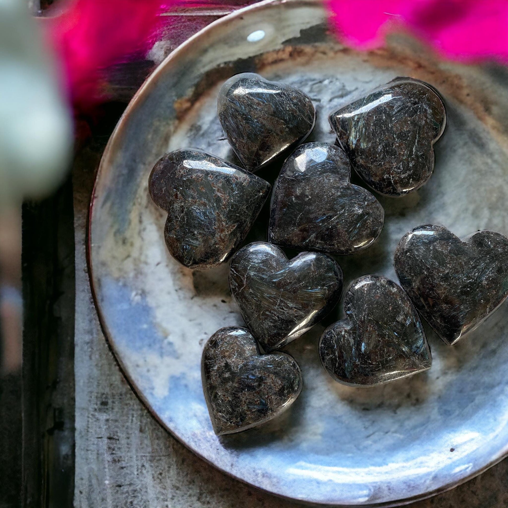 Astrophyllite Crystal Heart: Rare Luna Stone for Inner Strength