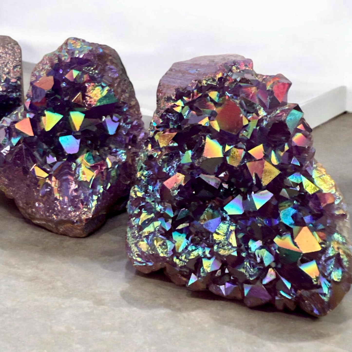 Purple Galaxy Aura Amethyst Cluster - Cosmic Decor