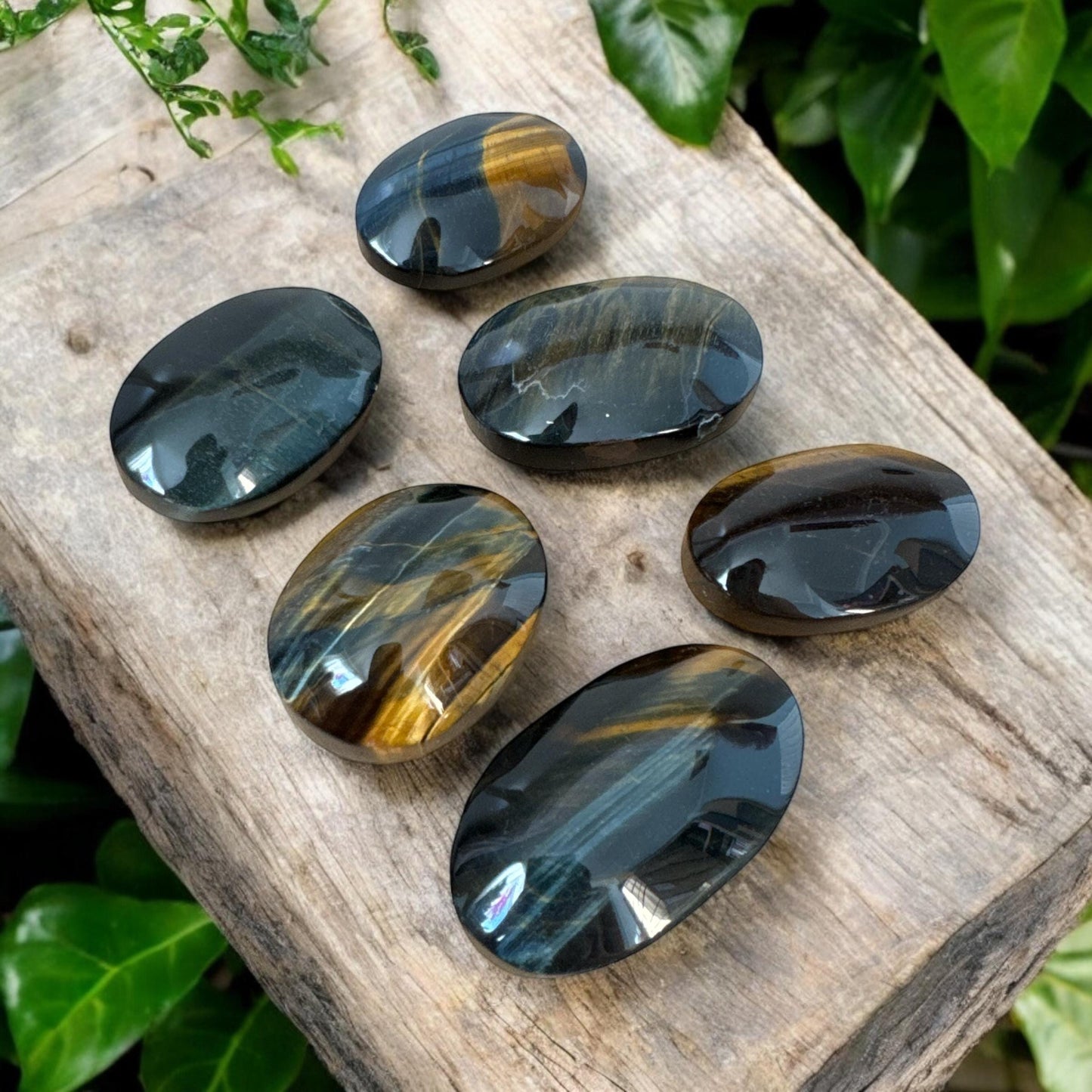 Blue Tiger's Eye Palm Stone - Strength & Protection | Luna by Louise Crystal Shop UK