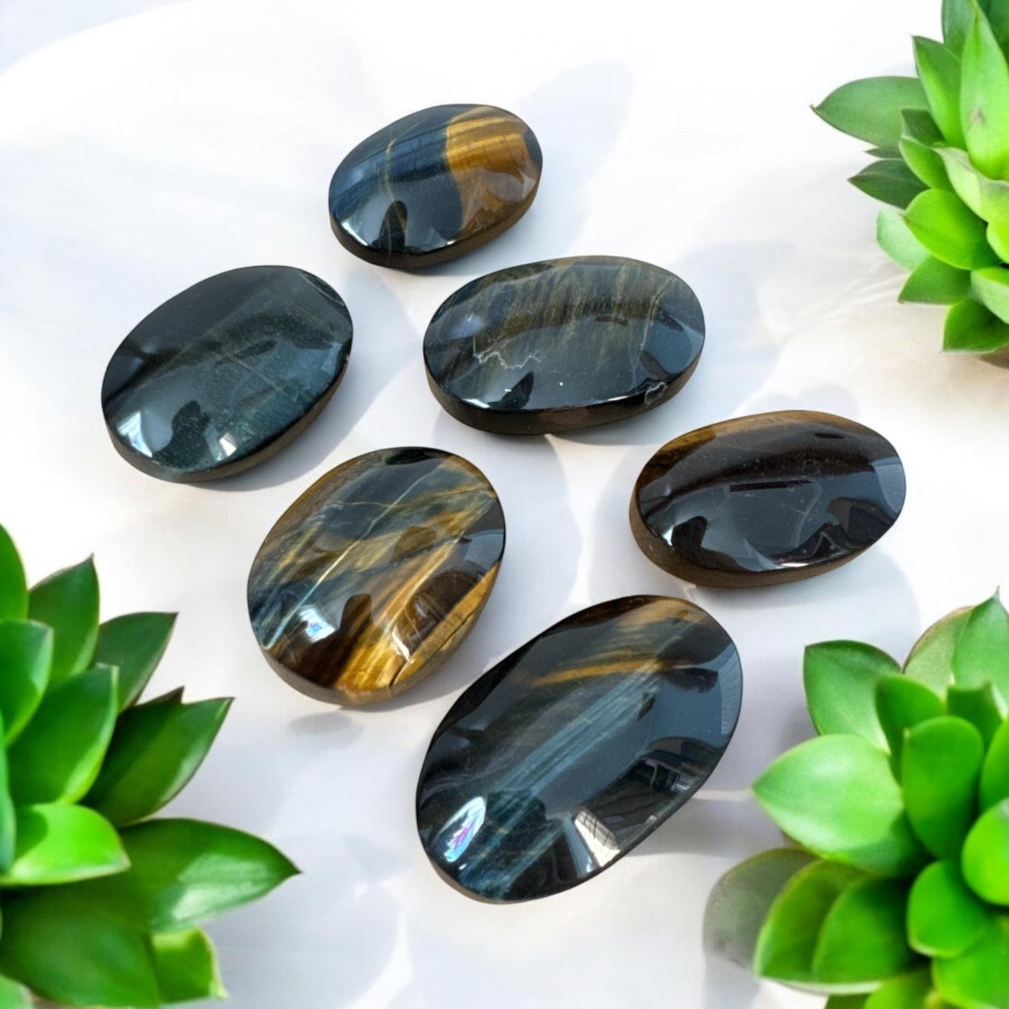 Blue Tiger's Eye Palm Stone - Strength & Protection | Luna by Louise Crystal Shop UK