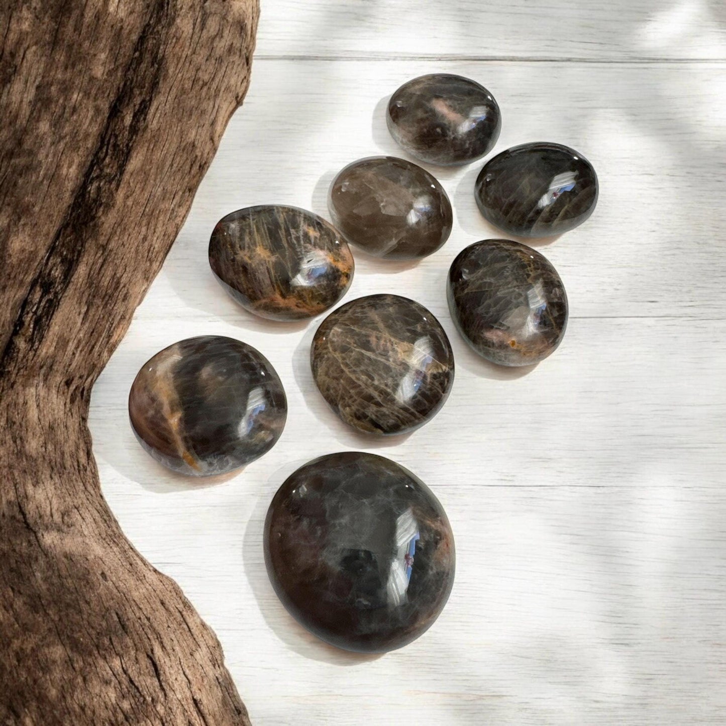 Black Moonstone Palm Stone: Lunar Energy Crystal