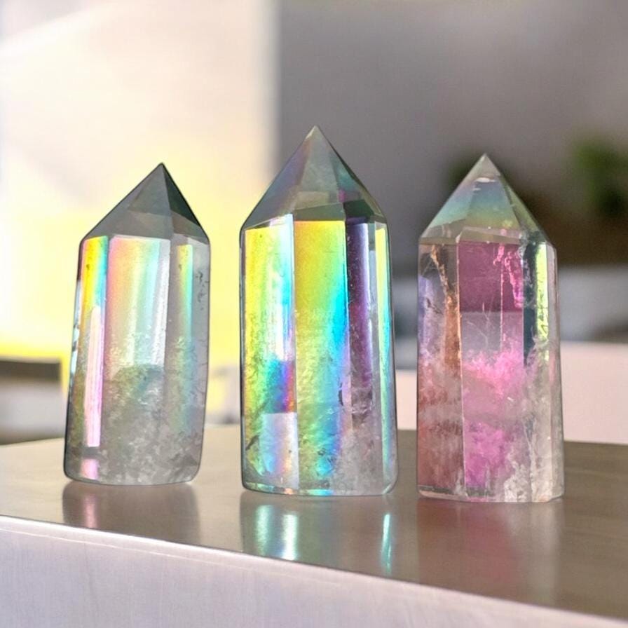 Indigo Aura Quartz Tower: Tanzine Aura Crystal Point