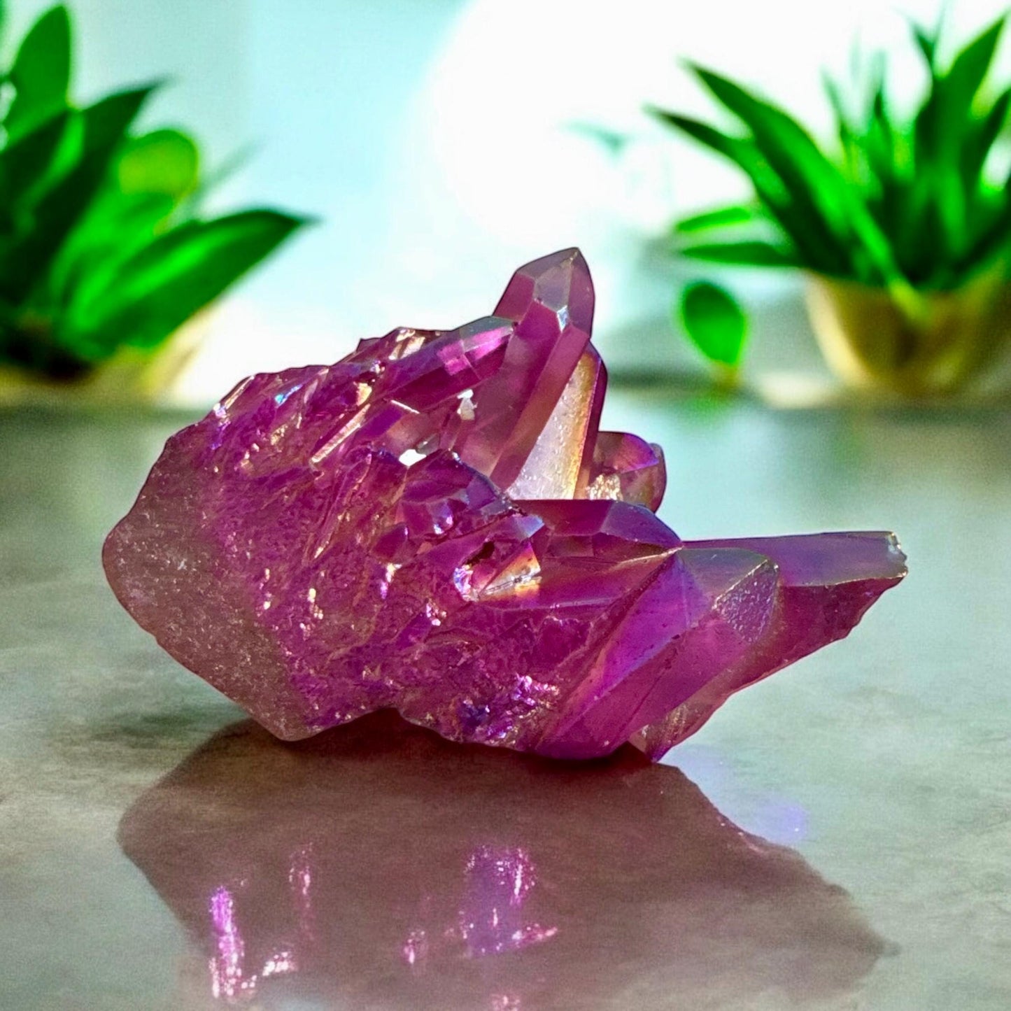 Purple Aura Lemurian Quartz Cluster: Unique Crystal (200g)
