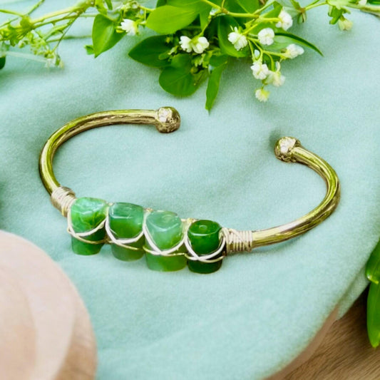 Australian Jade Cuff Bangle | Handmade Crystal Bracelet | Luna by Louise, Crystal Shop UK